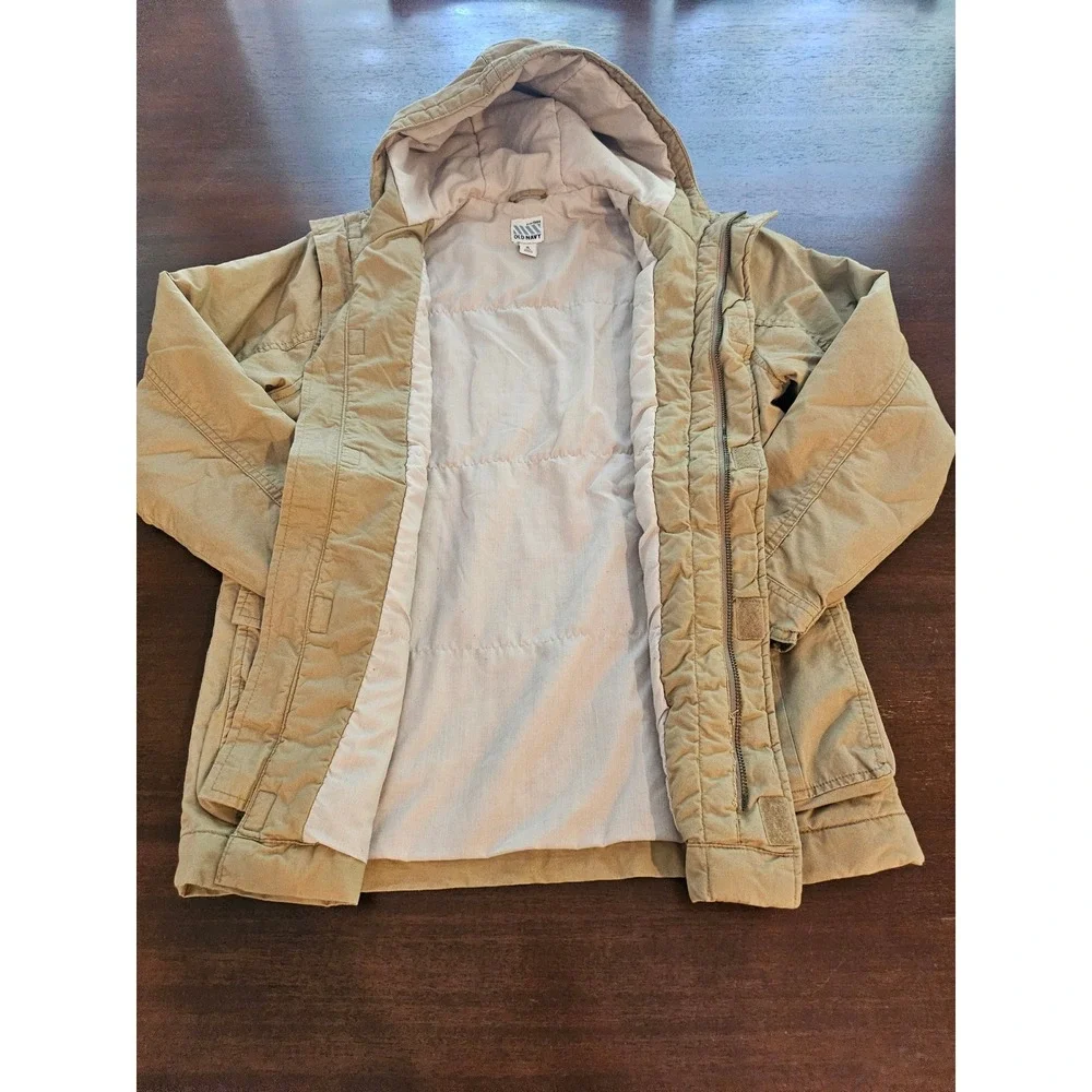 Old Navy Field Jacket XL 14-16 Tan Hooded Utility Cargo Coat